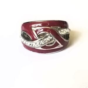 New stainless steel‎ red with CZs womens ring